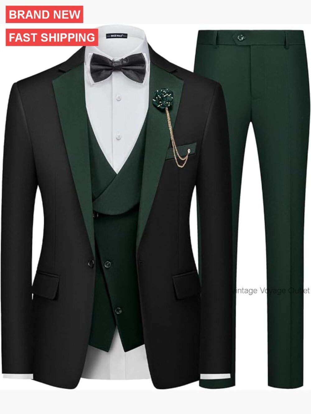 Slim Fit 3 Piece Suit Set Formal Wedding Tuxedo Blazer Vest Pants